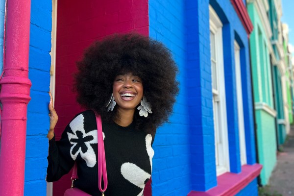 Imani Evans, creator of the Fluff My Fro series, with her full Afro